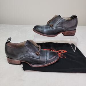 Freebird Mabel Leather Oxford Shooties 5 Black Distressed Western Boho Handmade